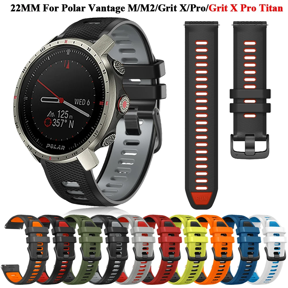 Silicone Watch Band Substituição, Pulseira, Acessórios de Pulseira, Pulseira Esportiva para POLAR, Grit X Pro, Titan GritX, Vantage M, M2, 22mm