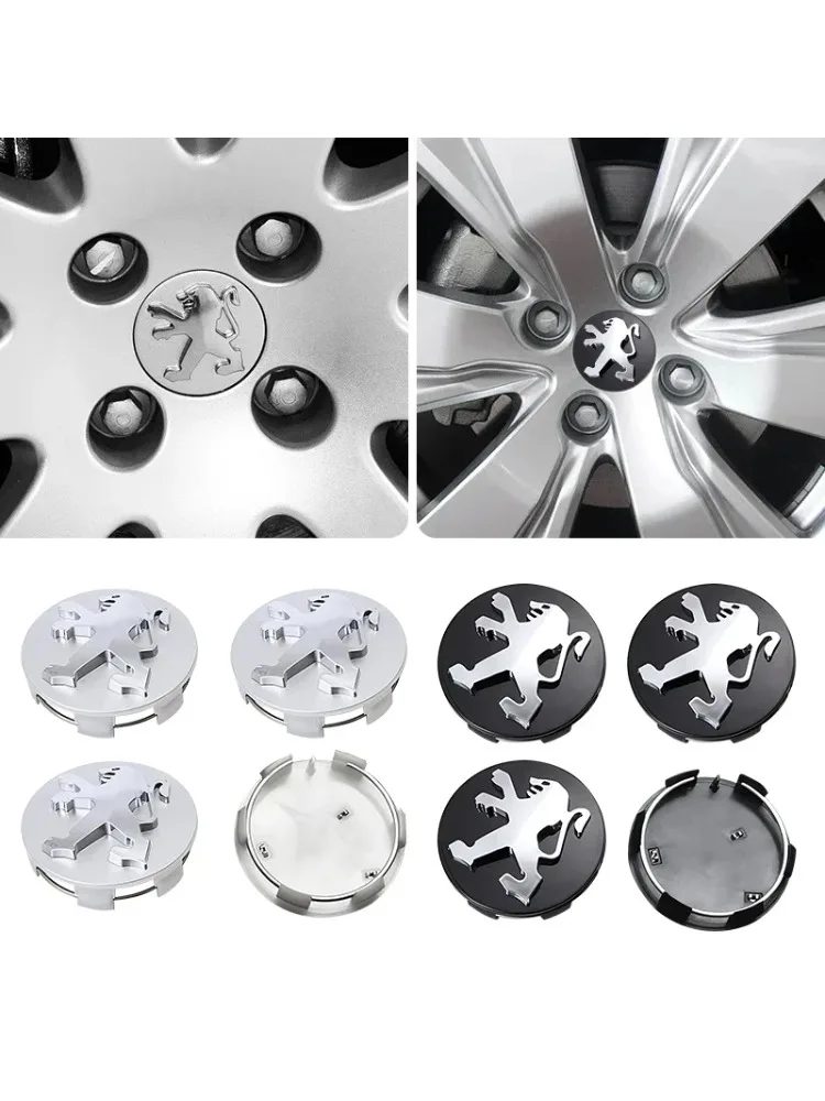 4 pièces 60mm capuchon central de roue Logo moyeu couverture Badge emblème pour Peugeot 2008 3008 307 308 206 207 208 407 508 5008 106 107 205 4008