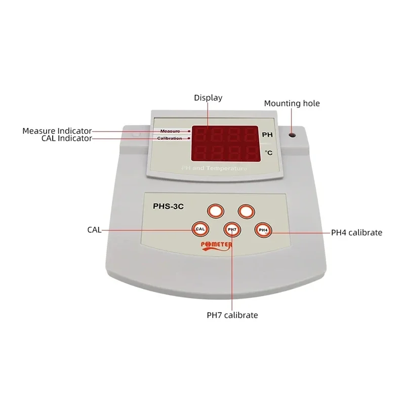 PH/Temp 2 In 1 PH Tester Water Quality Analyzer Desktop Automatic Calibration Acidity Meter for Laboratory Skin Aquarium Pool