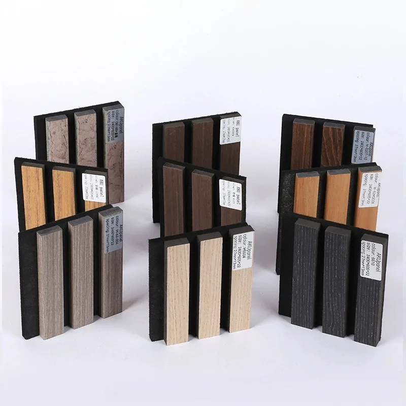 Soundproof Acoustic Wood Wall Panels Slat Interior Wall Decor Wood Paneling for Walls and Ceilings view 2
