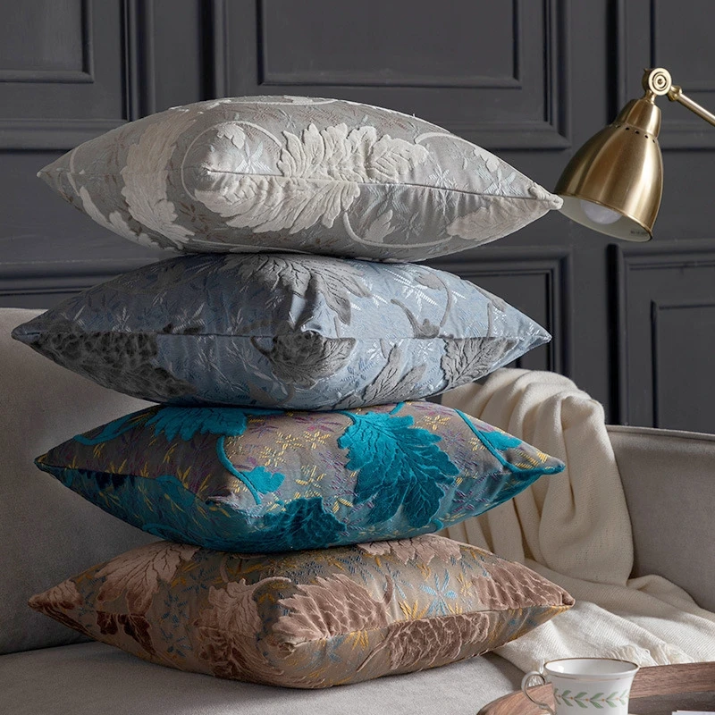 Luxury Leaf Cushion Cover 45x45cm High-class Thick Pillow Cover Decorative Pillowcase for Sofa Livingroom Home Decor