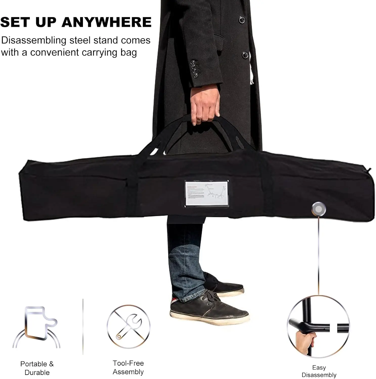 Double Hammock with Stand Included 450lb Capacity Steel Stand, Premium Carry Bag Included and Two Anti Roll Balance Beam, Portab - view 3