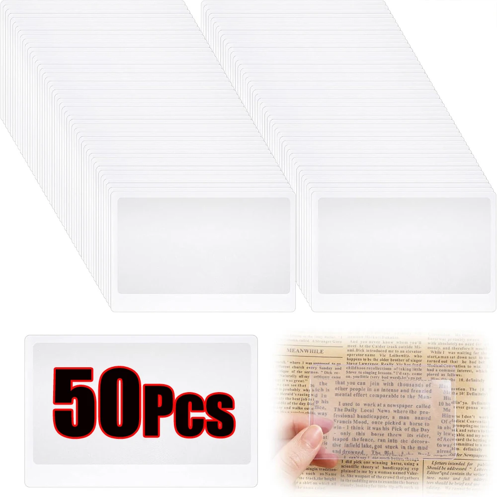 10/30/50PCS 3X Transparent Wallet Magnifiers Credit Card Shape Mini Pocket Magnifying Glass for Reading And Survival