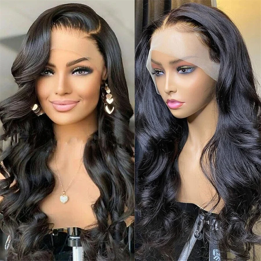 13x4 HD الدانتيل الشفاف الباروكة الأمامية الطبيعية الأسود قبل قطعها الجسم موجة خصلات الشعر المستعار الإنسان 180% الكثافة الدانتيل شعر مستعار أمامي