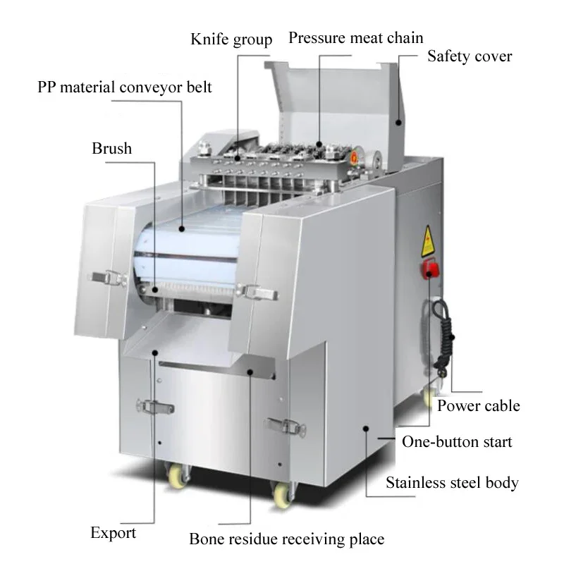 Commercial Chicken Nugget Cutter Machine Fish Meat Bone Cube Cutting Slicing Dicing Machine