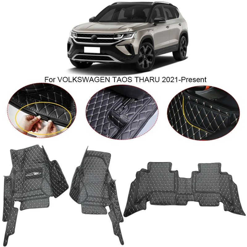 

3D Full Surround для Volkswagen TAOS THARU 2021-2025, автомобильный напольный коврик, подушечки для ног, водонепроницаемый чехол из искусственной кожи, аксессуар
