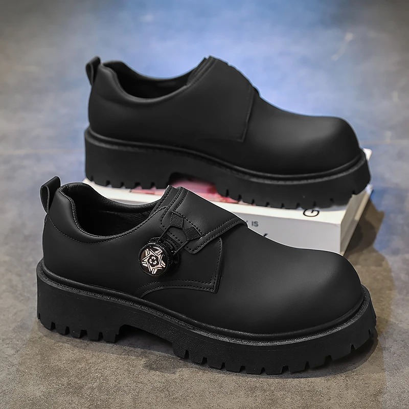 

Men's Joker Leather Shoes Four Seasons Soft-sole Anti-slip casual Low-top Tooling Shoes Plus Size fashion Youth Party Tide Shoes