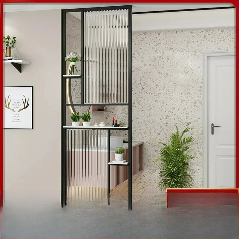 D5 Living Room Iron Art Stainless Steel Changhong Glass Screen Entrance Hallway Washstand Decorative Fake Wall Partition