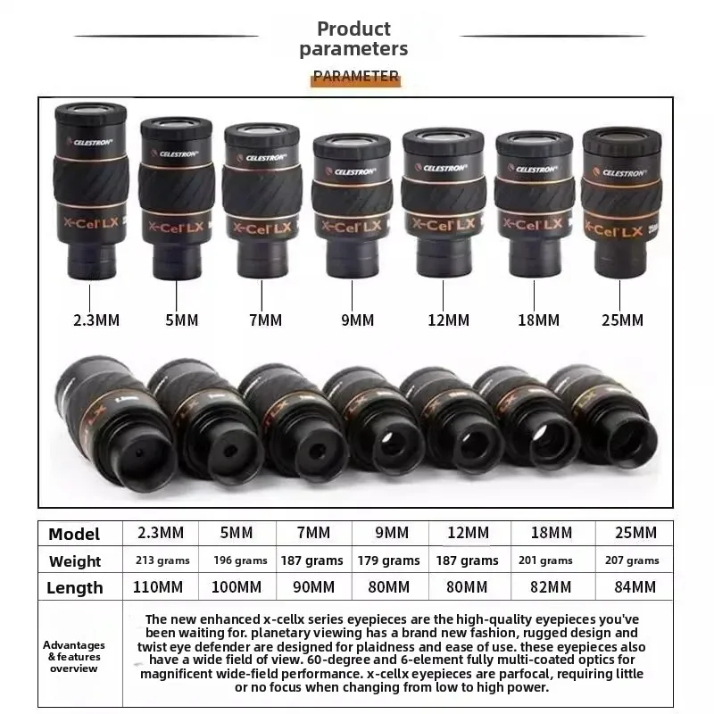 

Celestron X-CEL LX Astronomical Telescope with Fully Multi-Coated Eyepiece 1.25" Wide Field of View for Planetary And Nebula