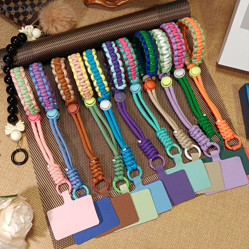 Fashion Exquisite Handmade Woven Adjustable Mobile Phone Lanyard Outdoor Universal Case Anti-lost Short Wrist Strap Chain