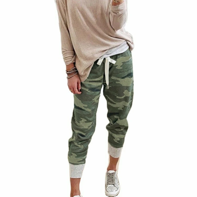 Neue Damen hose Camouflage Print lässige Jogging hose mit Kordel zug für Damen