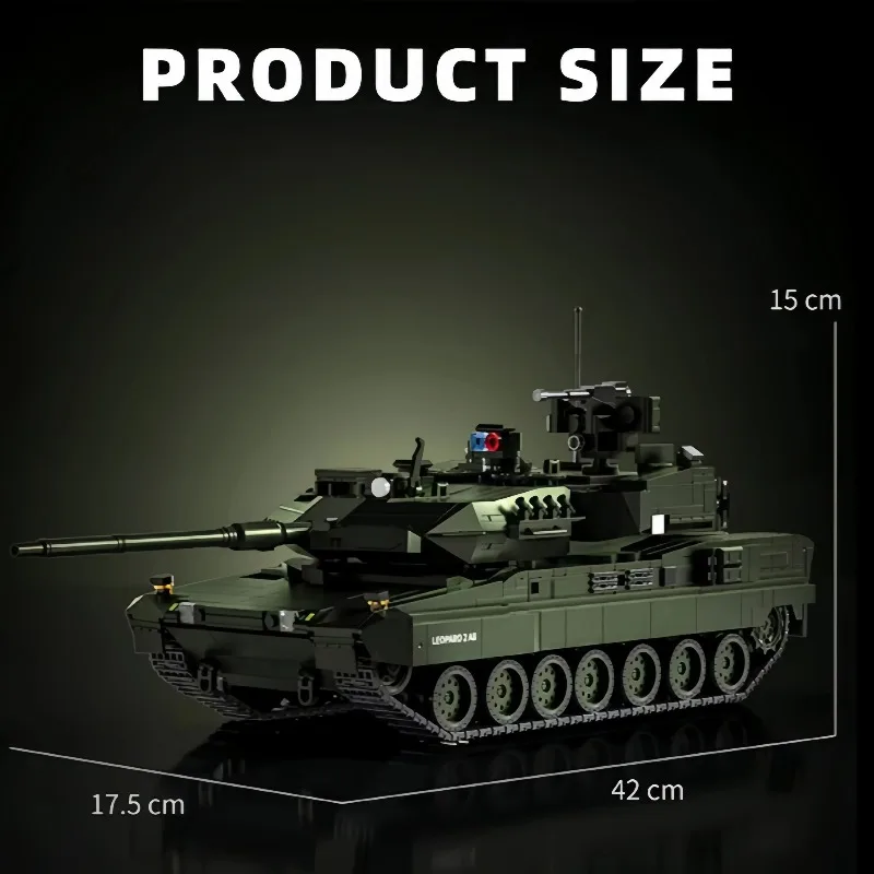 Military Leopard 2A8 Army Main Battle Tank Building Blocks Bricks Modern Tank Set Boys Toy Gift