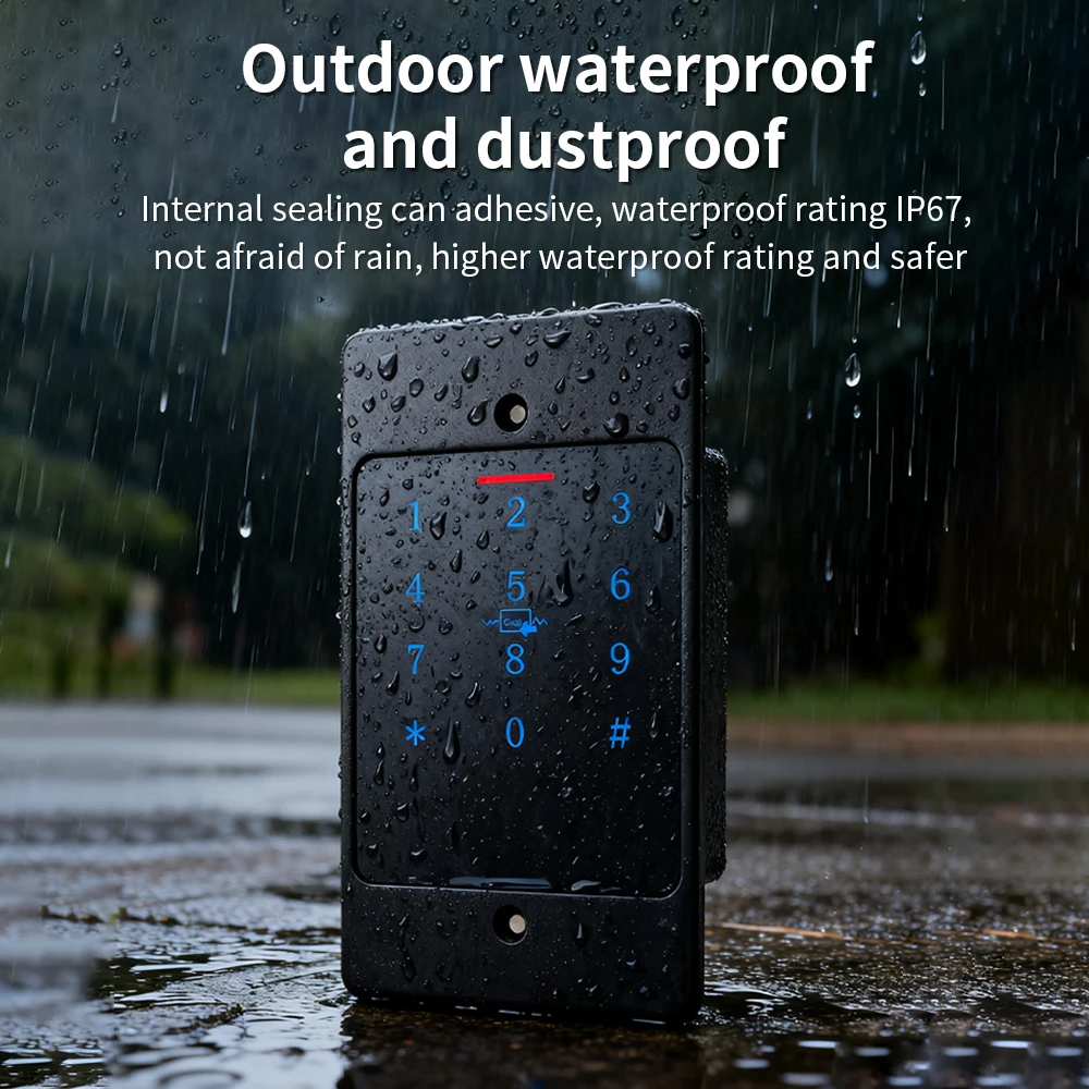 Support Tuya APP Wifi Standalone Access Control IP67 Waterproof Backlight Opener Embedded installation Concealed RFID Keypad