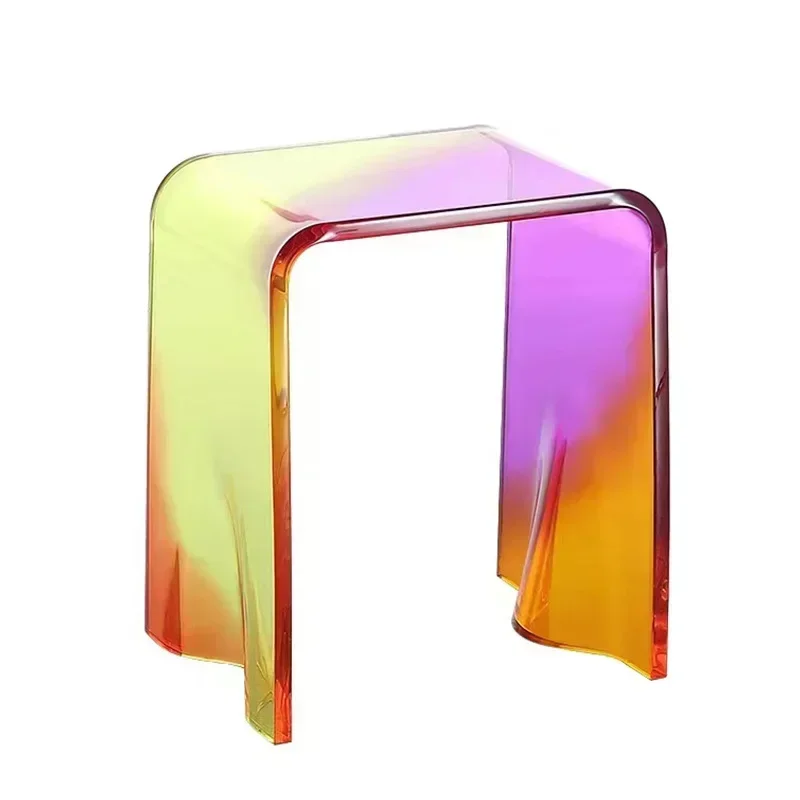 Acrylic Aurora Stool Rainbow Chair Small Side Table Makeup Furniture Casual Design Ins Style Living Room Decor Creative Seat
