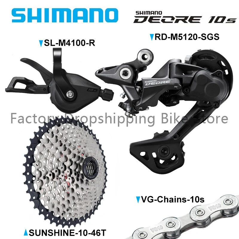 SHIMANO DEORE 1x10 Speed Groupset M4100 Shifter SUNSHINE 36T 42T 46T Cassette Sprocket M4120 M5120 Rear Derailleur VG 10S Chain