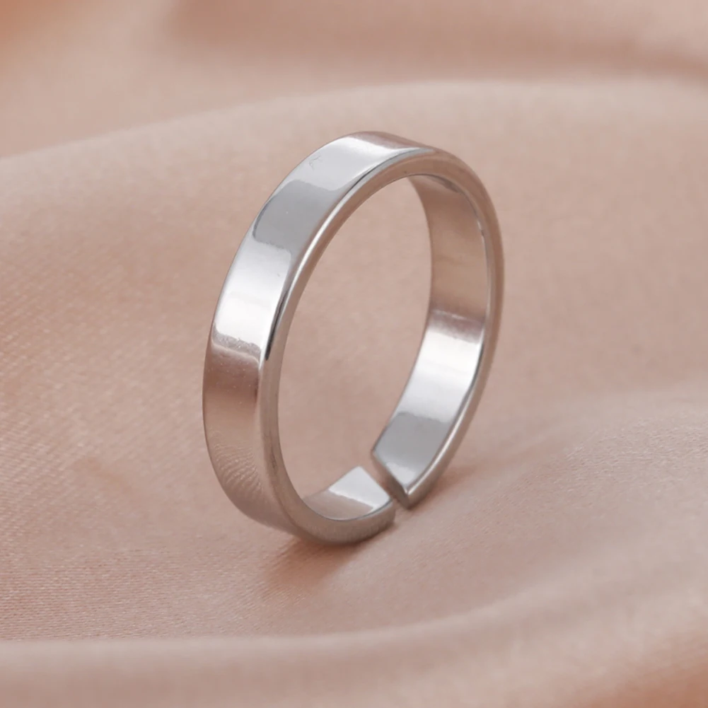 COOLTIME Kpop minimalistyczne pierścionki dla par stal nierdzewna kolor srebrny otwarty pierścionek kobiety mężczyźni moda biżuteria prezent ślubny hurtowo