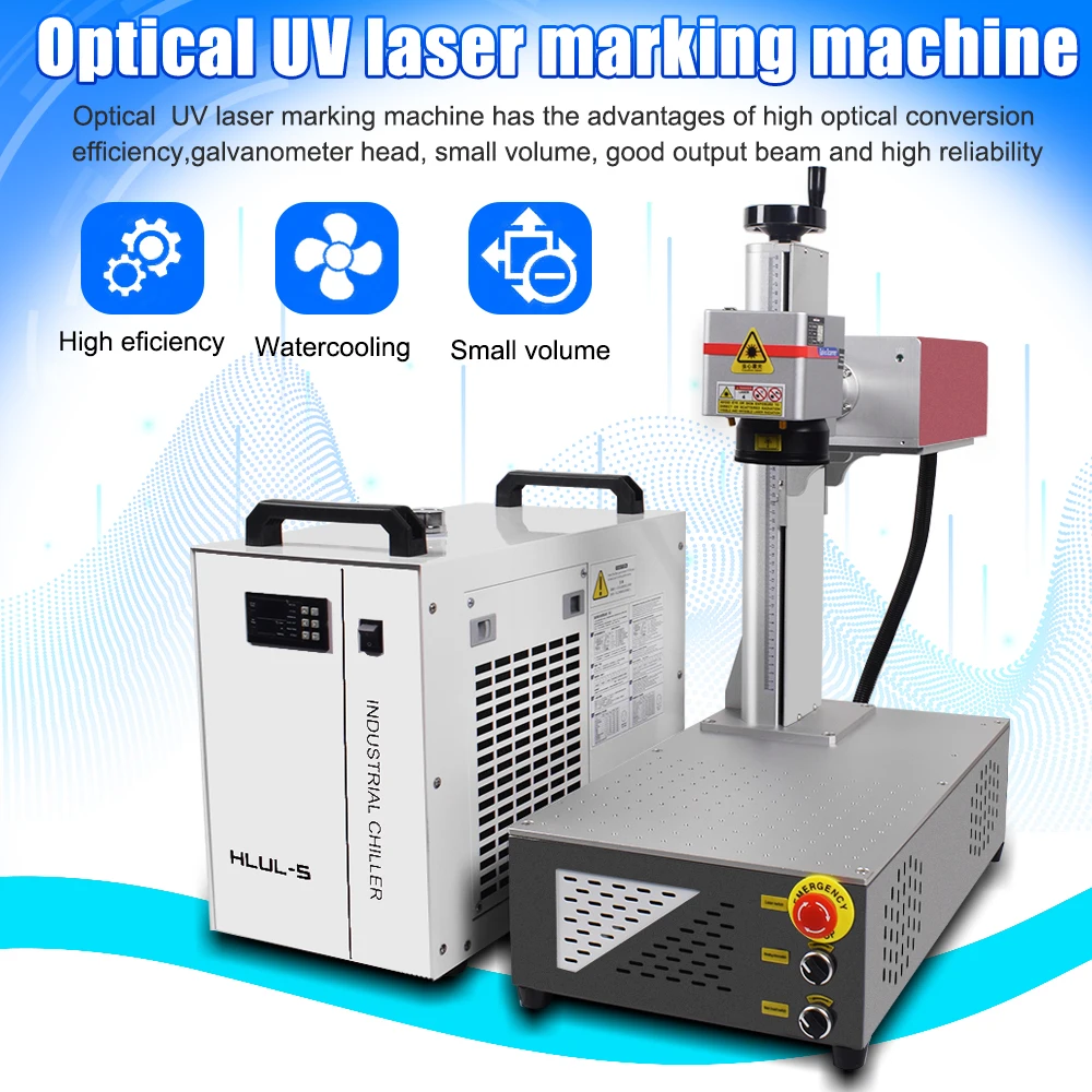 5w UV Laser Marking Machine CRS UV Fiber Laser Engraving Machine for PVC Wood Plastic Acrylic Metal Engraving Water Chiller