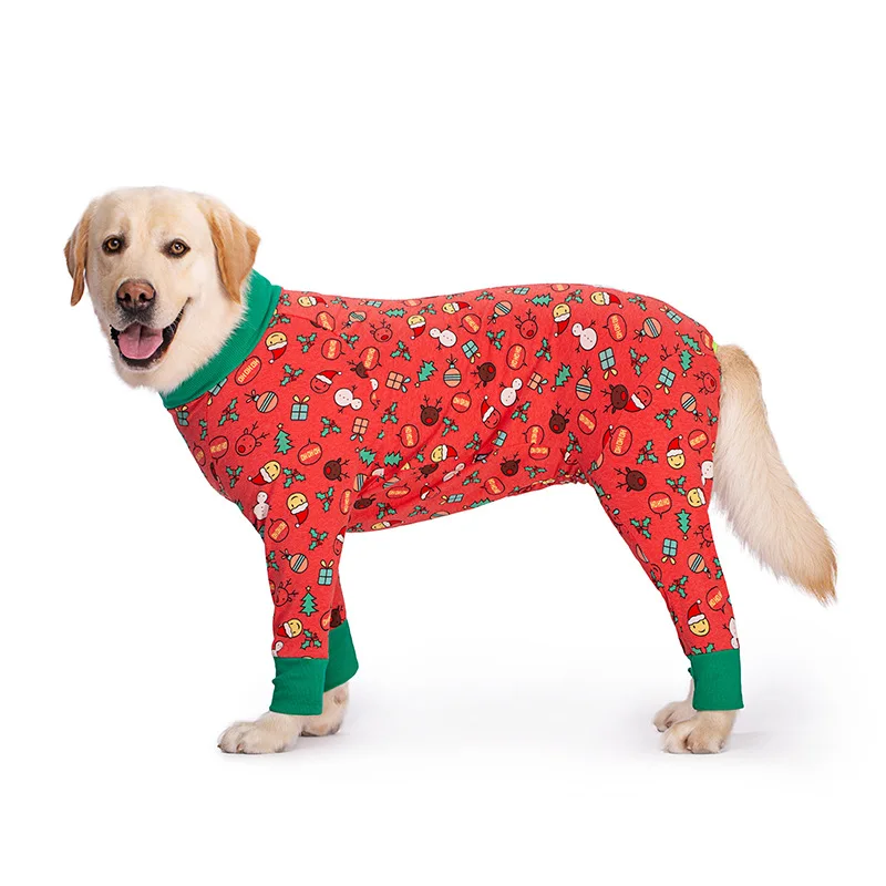 2024 Vestiti per cani di Natale per cani di piccola taglia Cani di taglia grande Cartone animato stampato Costume di Natale per cani Tuta