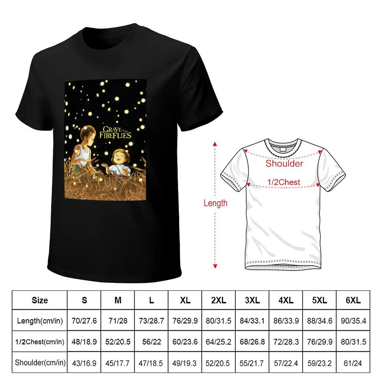 Grave of The Fireflies (Large) Graphic T-Shirt anime tshirt cute clothes black t shirts for men image 6