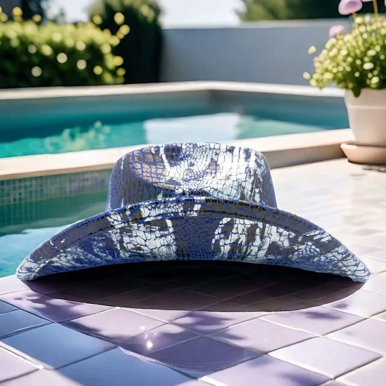 HongLuan Cappello per costume con glitter dorati Cappelli per adulti e cowboy con strass per donna, accessori femminili per cosplay da cowboy e berretto da cowgirl