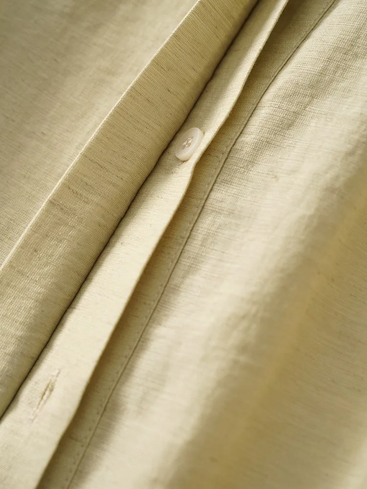 เสื้อผ้าลินินหรือผ้าฝ้ายทรงกลม สำหรับผู้หญิง ฤดูร้อน ผ้าบาง สบายๆ สีพื้น ระบายอากาศได้ดี ให้ลุคดูอ่อนเยาว์