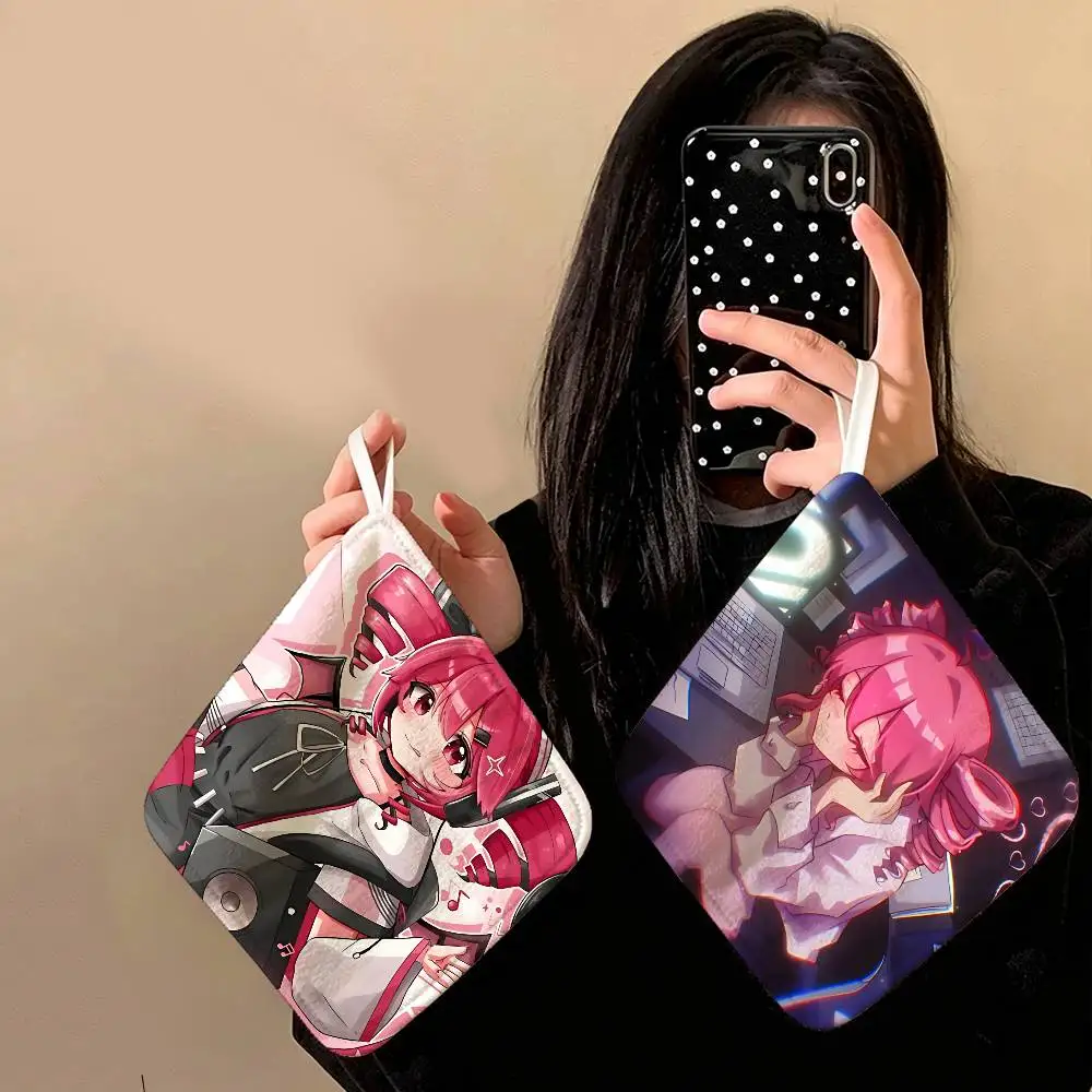 Cute Anime Girl K-Kasane Teto Household Hanging Towel, Polyester Cotton Hand Wiping Towel, Sturdy for Bathroom Bedroom