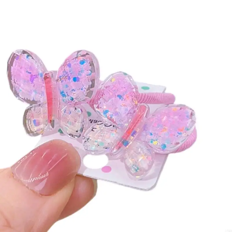 Toddler Girl Sweet Hair Ties Sweet Butterfly Hair Rope Braiding Hair Rings Girl Ponytail Holder Hair Scrunchies 1 Pair