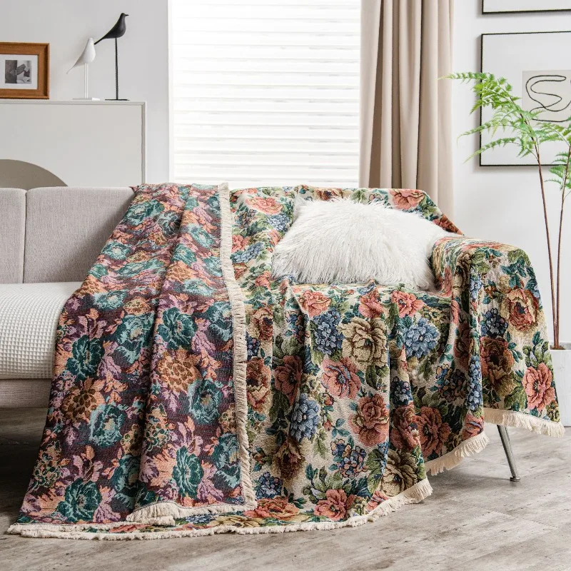 

New Cotton Blanket Gauze Fringed Sofa Towel Double-sided Use Summer Cooling Blanket and Bedspread Soft Household Bed Sheet