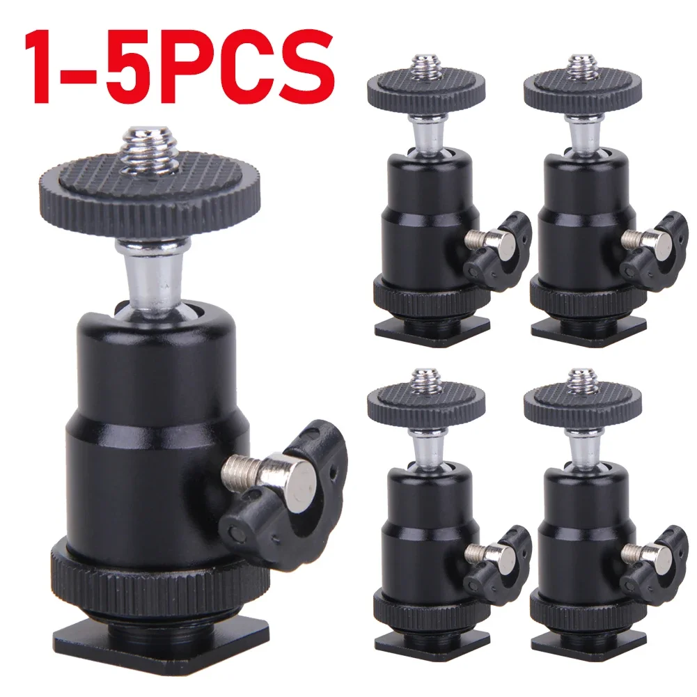 5/4/3/2/1PCS Ball Head For Camera Tripod LED Light Flash Tripod Bracket Holder Mount 1/4 Hot Shoe Adapter Cradle for Canon Niko