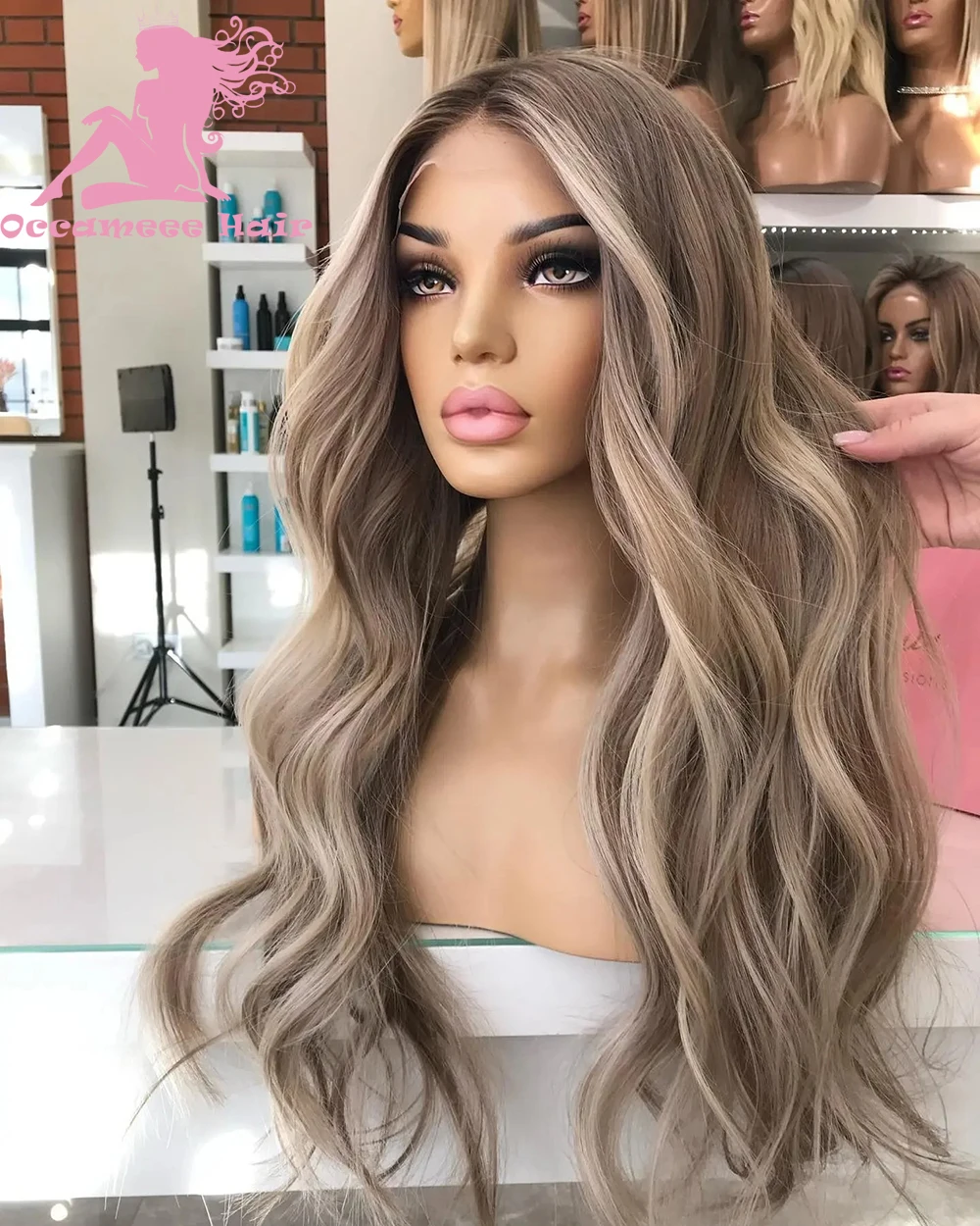 Human Hair Wigs Highlight Hd Transparent Lace Natural Wave 360 Lace Frontal Wigs Brown Blonde Brazilian Full Colored Lace Wig