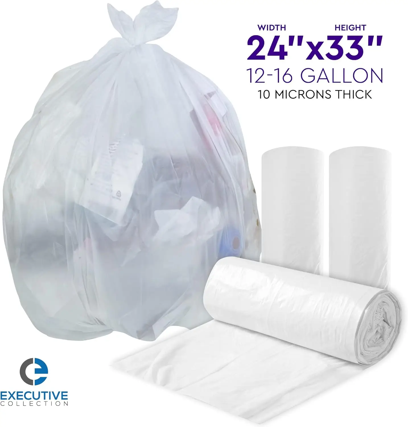 Tall Can Liners for Home & Office - Household Items Cleaning Products, Kitchen Supplies - 13 Gallon Trash Bag, 15 Gallon