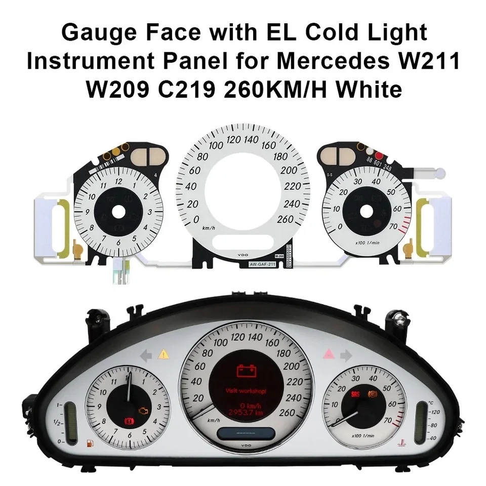 

Gauge Face + EL Cold Light Instrument Panel for Mercedes W211 W209 C219 260KM Black