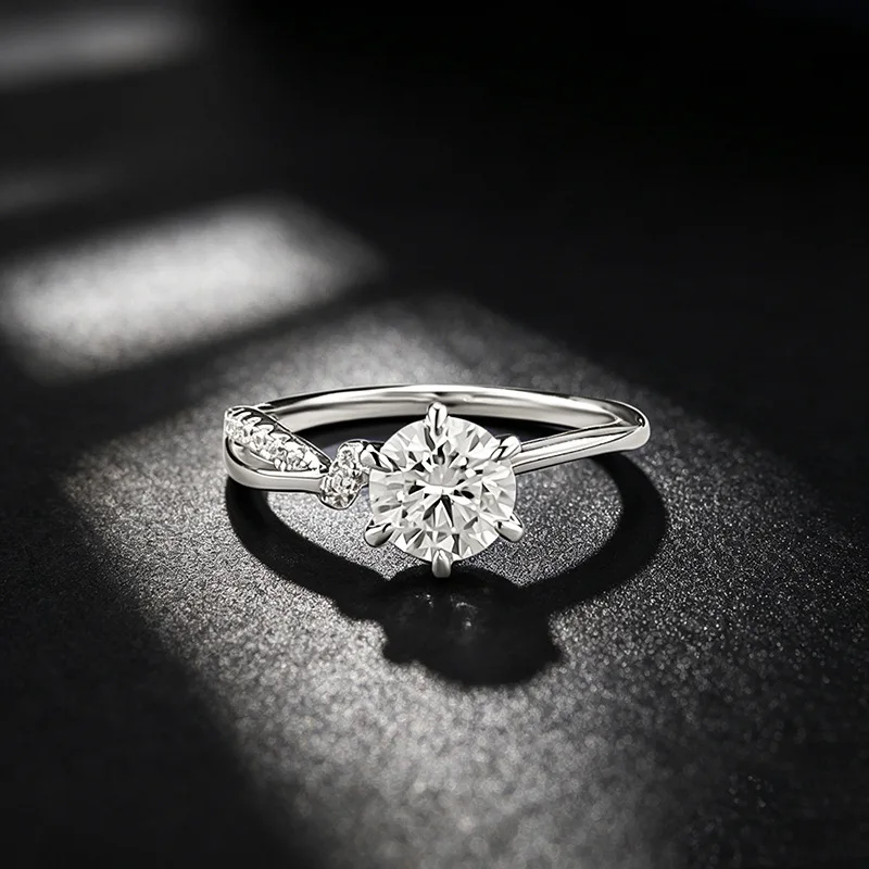 

Luxury Sparkling 6mm 0.8 Carat Moissanite Daily Wear Women's Ring-925 Sterling Silver Wedding Anniversary Jewelry Gift-Size 5~9