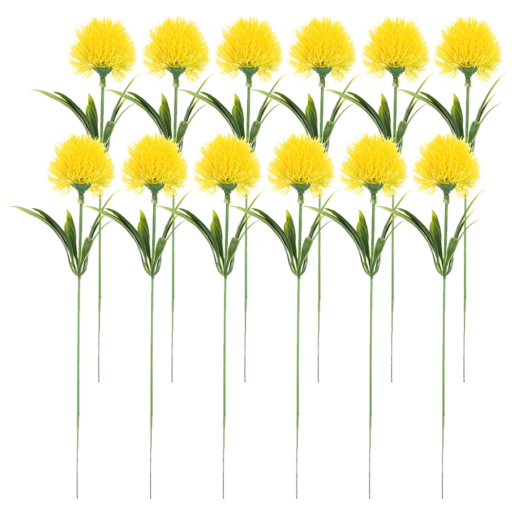 

12pcs Artificial Dandelions Yellow Simulation Plants Home Office Decor Faux Flowers Lifelike Ornaments Mini Stems Plastic DIY