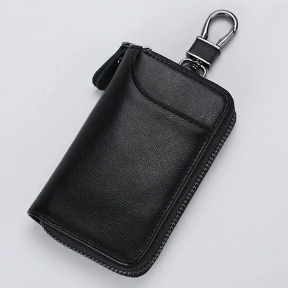 Multi-functional Retro Key Organizer Pouch Fashion PU Leather Car Key Wallet Zipper Portable Key Storage Case Commuting Use
