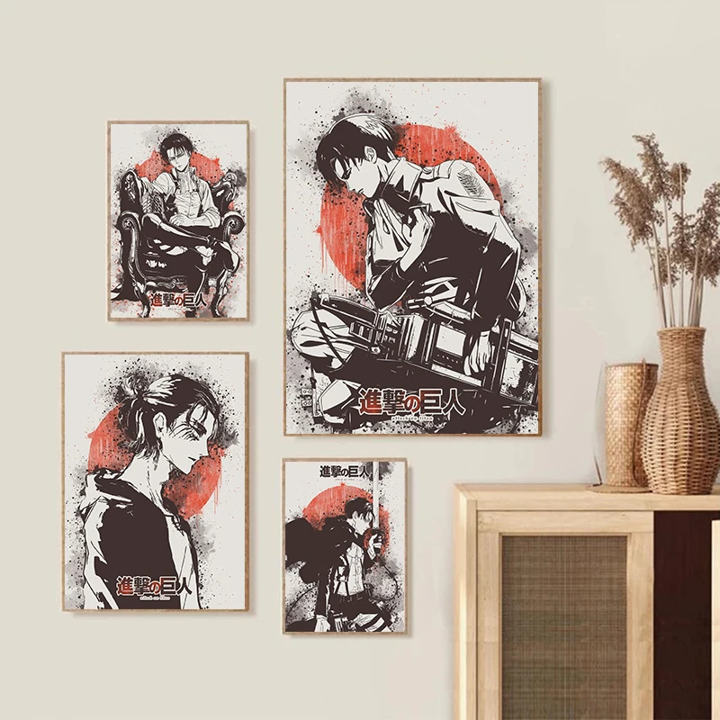 Attack on Titan Vintage Poster Canvas Painting Boys Bedroom Living Room Home Decoration Classic Japanese Anime Art Mural Cuadros