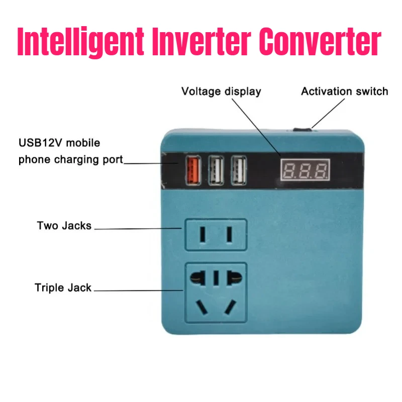 

220V 300W USB Power Bank for Makita for Milwaukee for DeWalt for Dayi 18V Li-ion Battery Portable Intelligent Inverter Converter