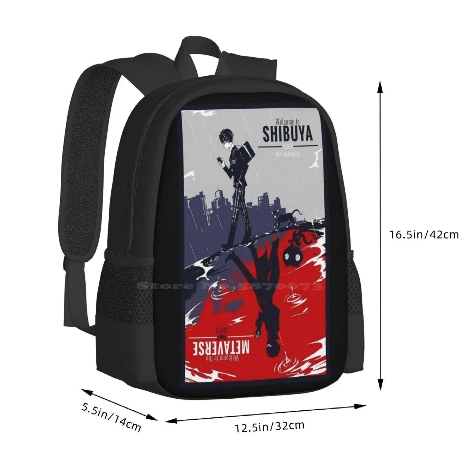 Shibuya Metaverse Persona 5 Pattern Design Bagpack School Bags Joker Shin Megami Tensei Anime Persona 3 Phantom Thieves Gaming