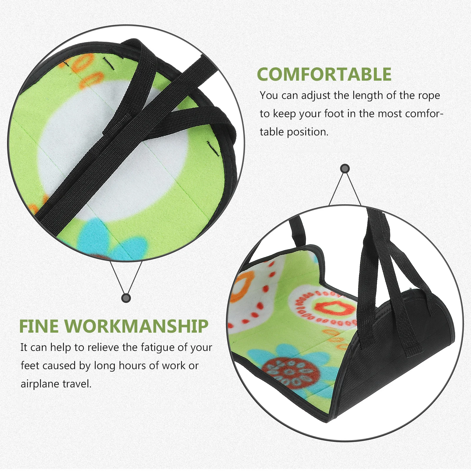 

Multipurpose Foot Rest Hammock for Airplane Travel Portable Adjustable Rope Design Long Flights Comfort