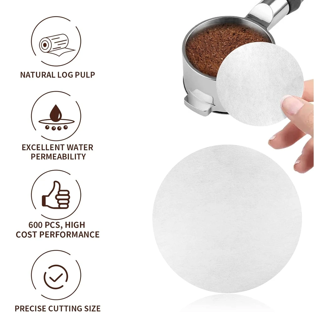 500Pcs Coffee Paper Filter 51mm 58mm Unbleached Espresso Filter Puck Screen Portafilter Compatible with Breville Barista Machine