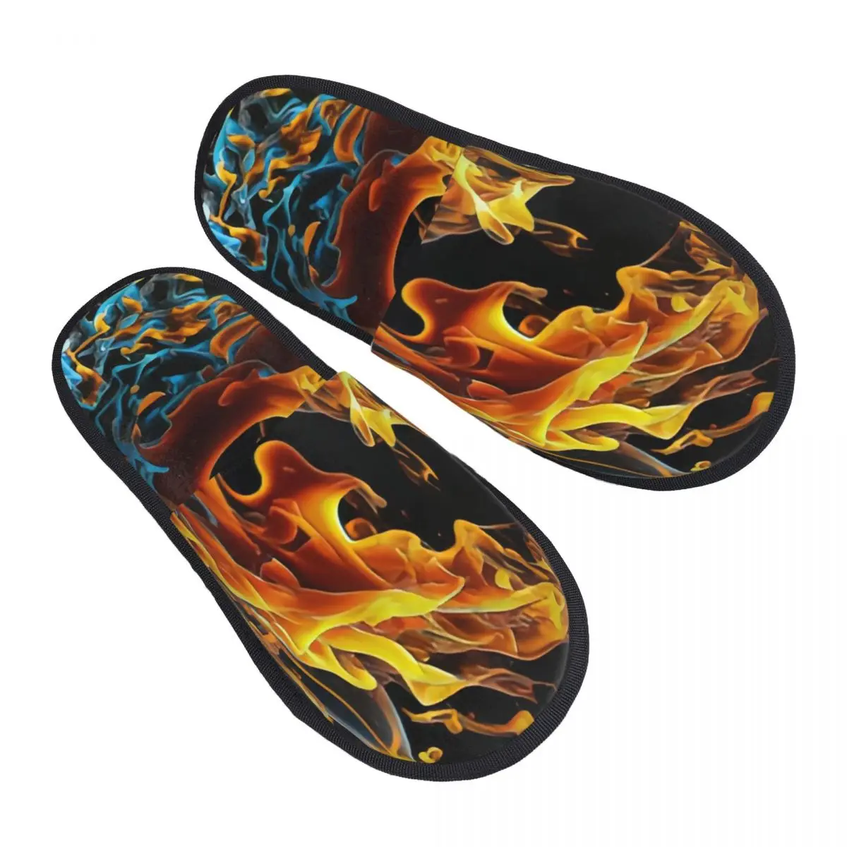 

Зимние тапочки для женщин и мужчин, пушистые теплые тапочки, домашние тапочки с огненным фоном, обувь