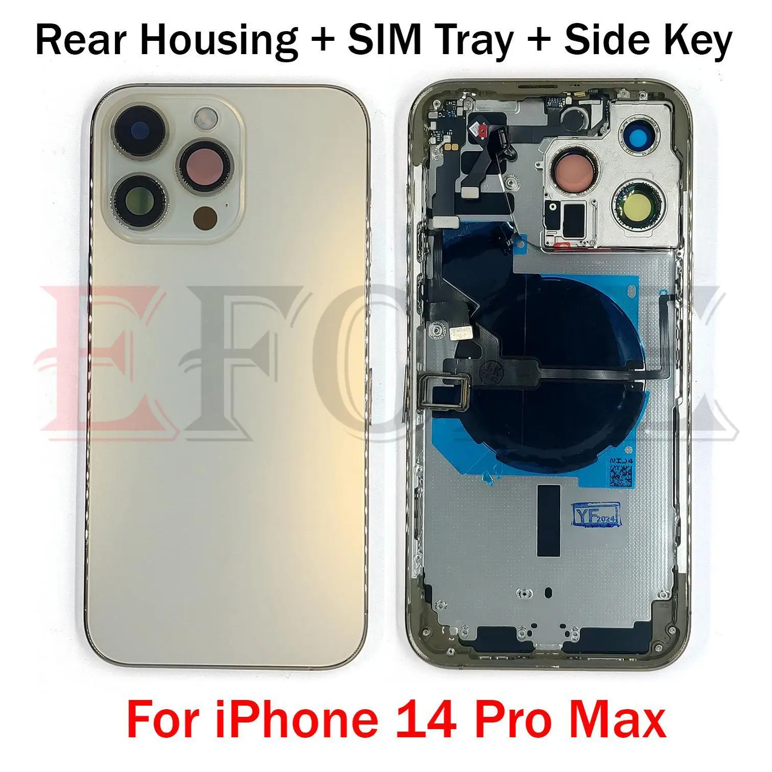 آيفون 14 برو ماكس الإصدار العالمي لا CE غطاء البطارية الخلفي الباب الإسكان حالة الإطار الأوسط الهيكل + علبة Sim + زر جانبي #2