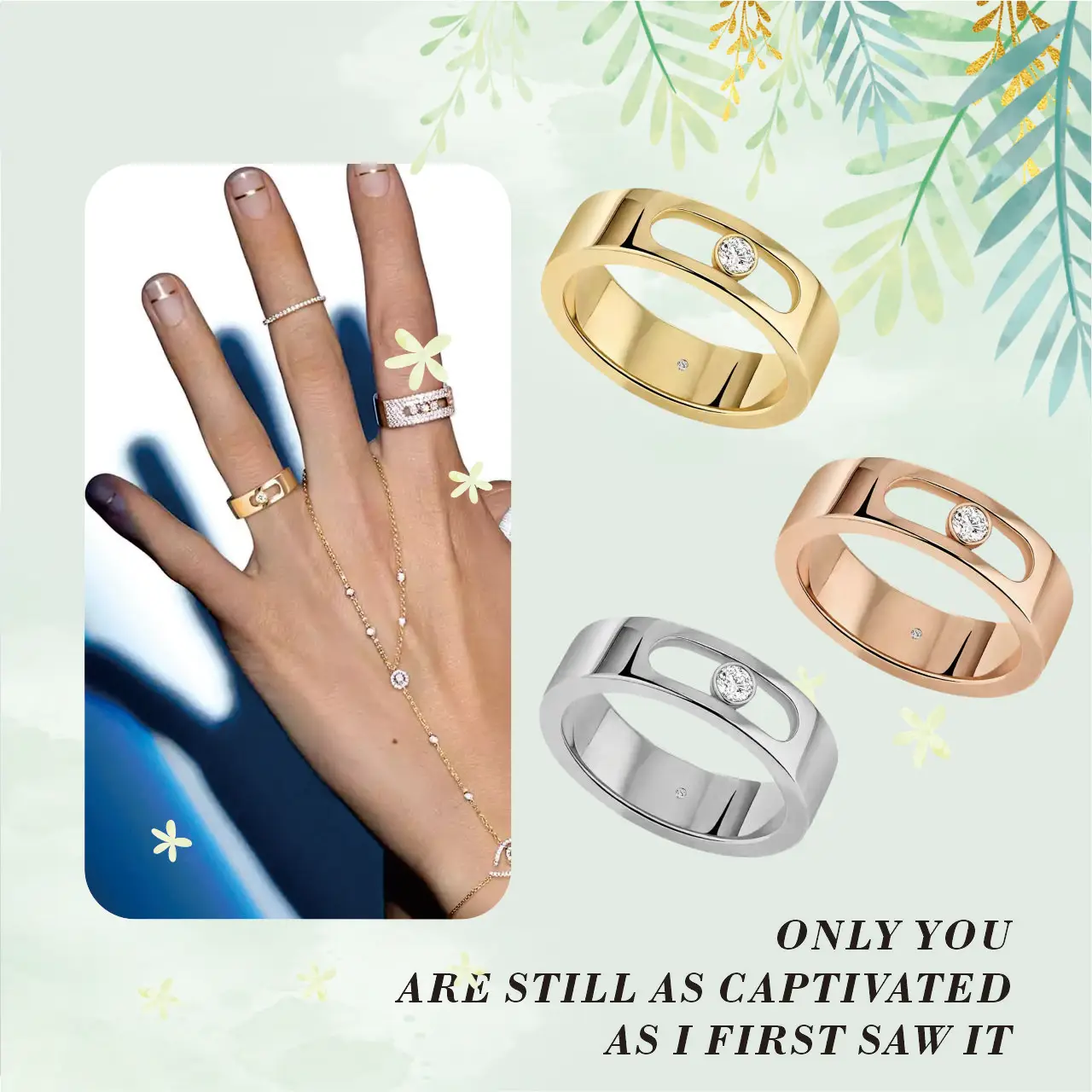 

Fashionable Messik - Home Pure Silver S925 Elegant MOVE JOAILLERIE Series Classic Exquisite Diamond Set Wedding Ring
