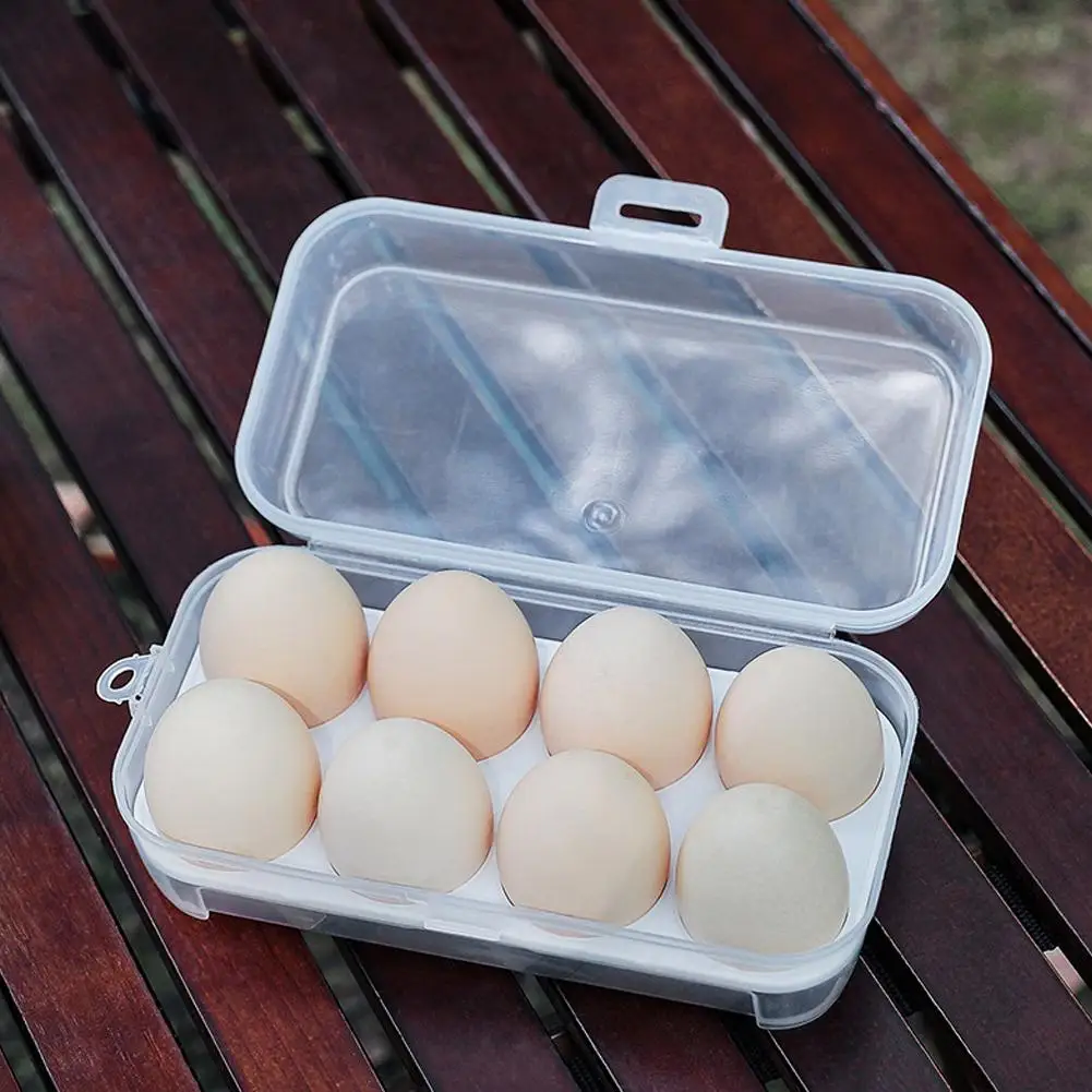 Caja de almacenamiento de huevos, contenedor portátil al aire libre para acampar, caja organizadora de cocina, 3/4/8 rejillas