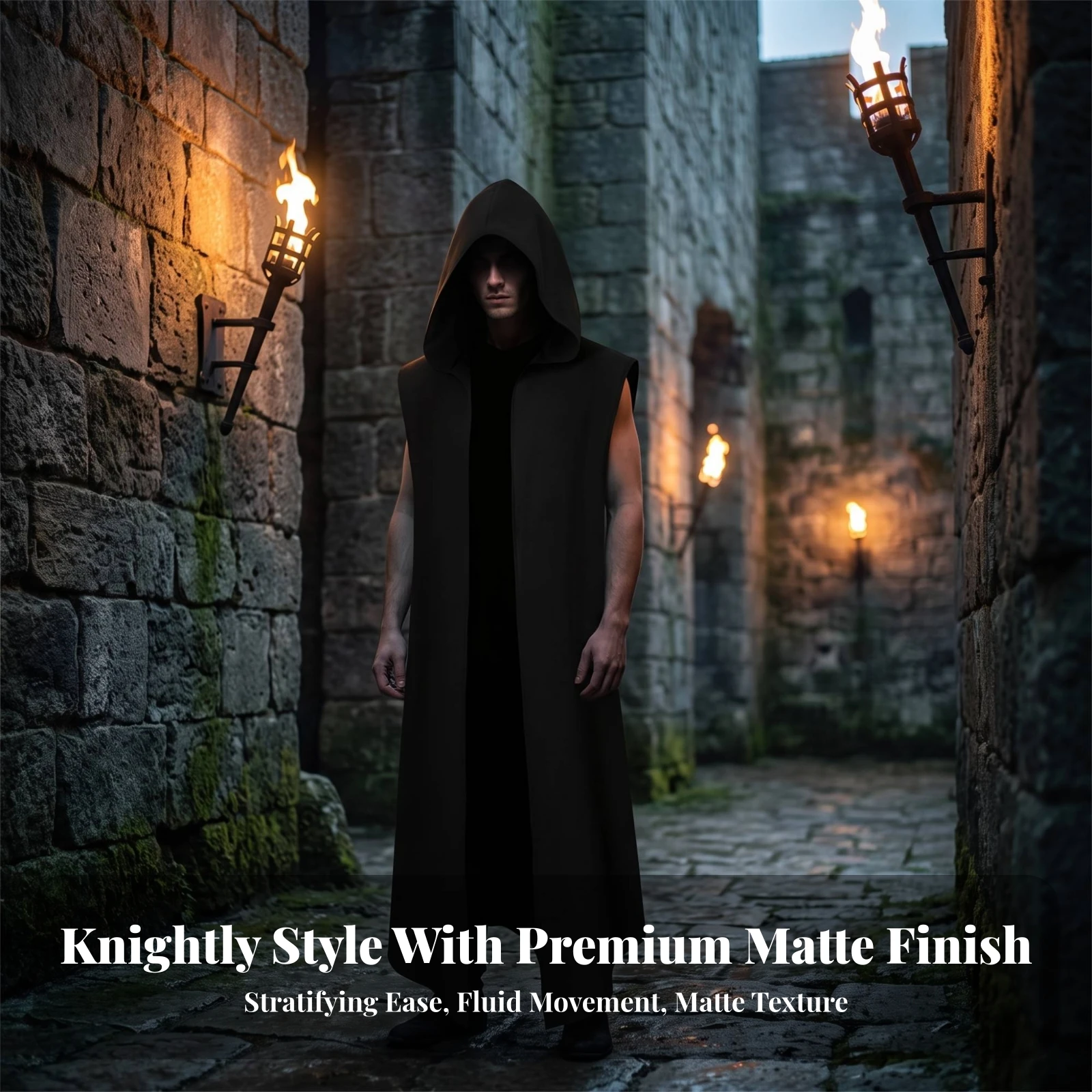 Sleeveless Cloak Open Front Hooded Cape Cape with Hood Comfortable Hooded Vest Soft for Cosplayers, Cosplay, Halloween