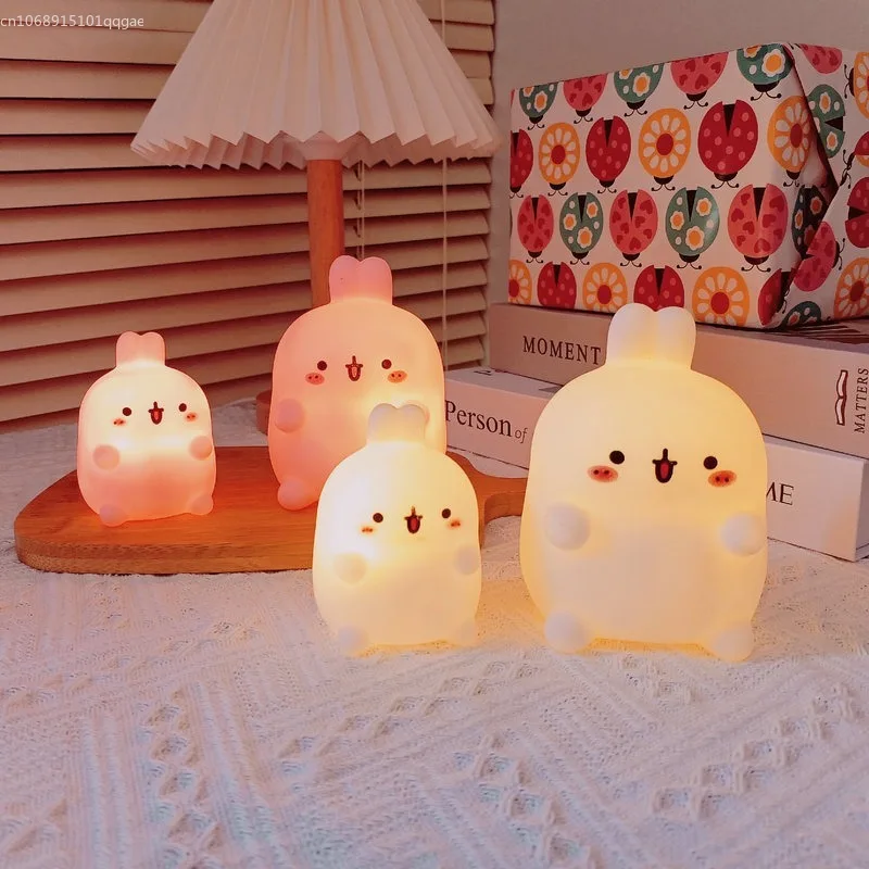 Night Light Cute Rabbit Colorful Light Voice Controlled Clap Lamp Pat Lamp Night Feeding Baby Bedroom and Kid\'s Christmas Gift