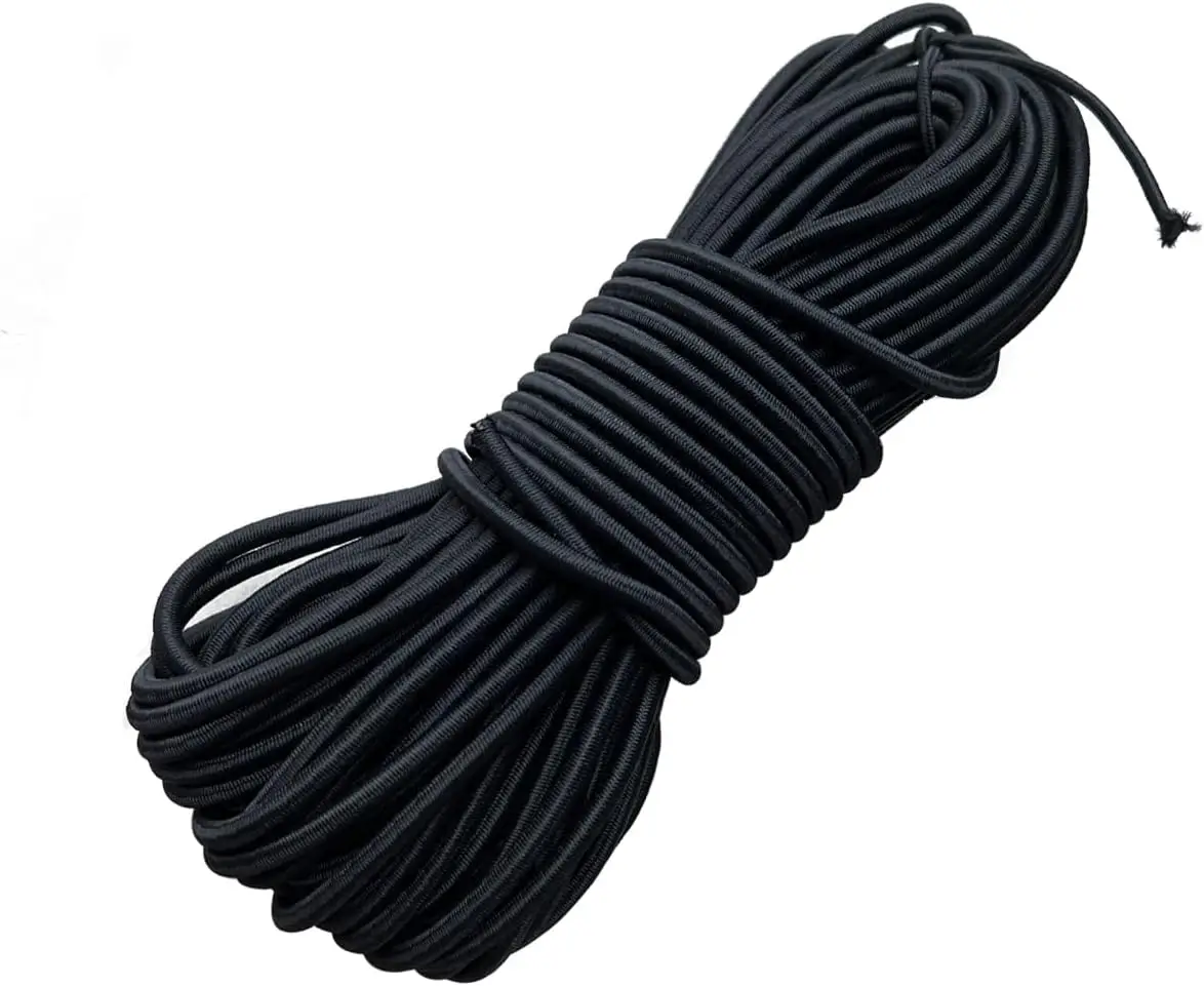 

4mm Elastic Bungee Cord, 65.6ft Heavy Duty Stretch Rope for DIY Crafts and Tie Downs - Black