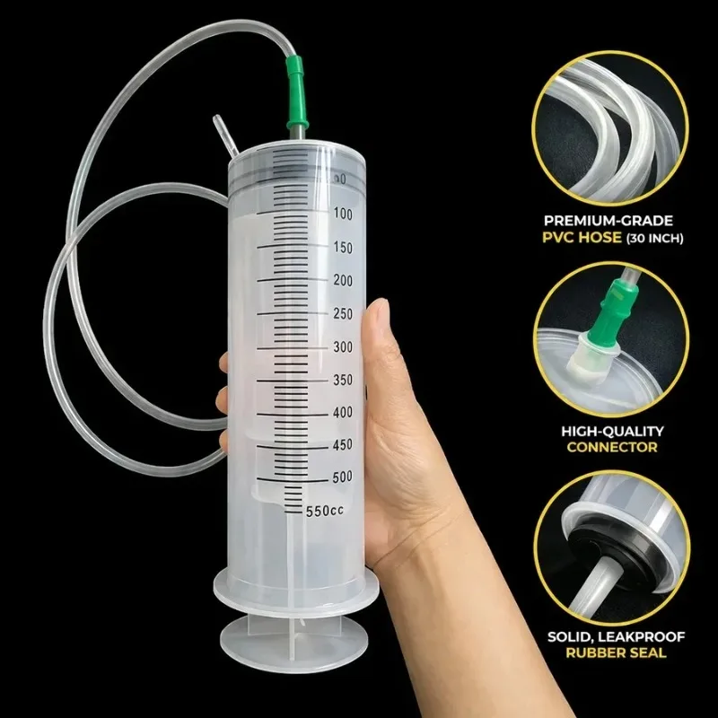Large capacity reusable syringe pump,100-550ml,measuring with 100cm hose,washable ink,suction injector for oil,fluid and water view 3