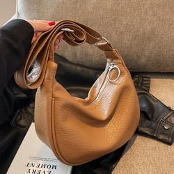 Solid Color Hobos Bag For Women Large Capacity Travel Crossbody Bag Female Half Moon Shoulder Bag Ladies Daily Fanny Packs