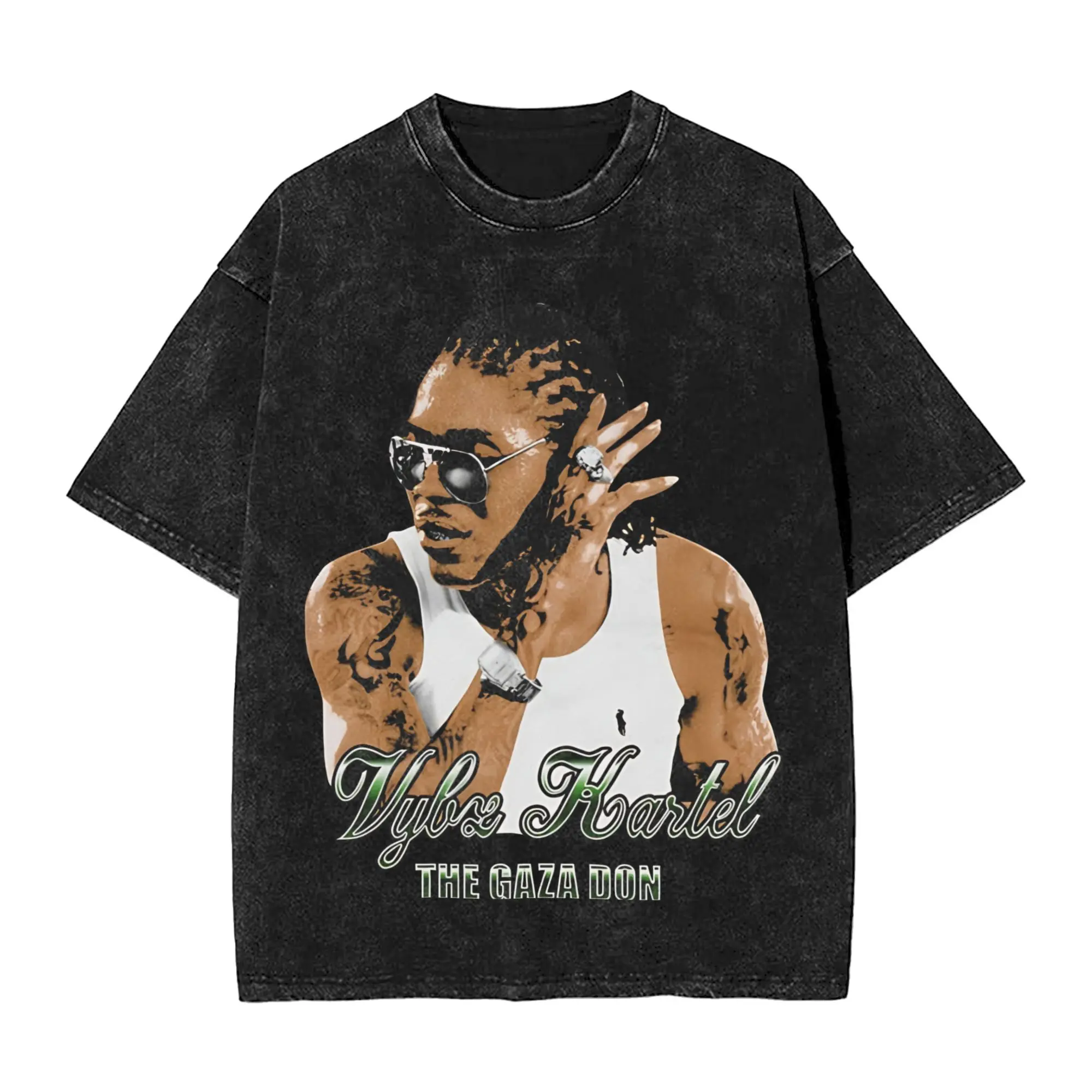 

Rapper Vybz Kartel Tour 2025 Men's T Shirts Washed Vintage Tees Short Sleeve O Collar T-Shirts Cotton Birthday Present Clothes